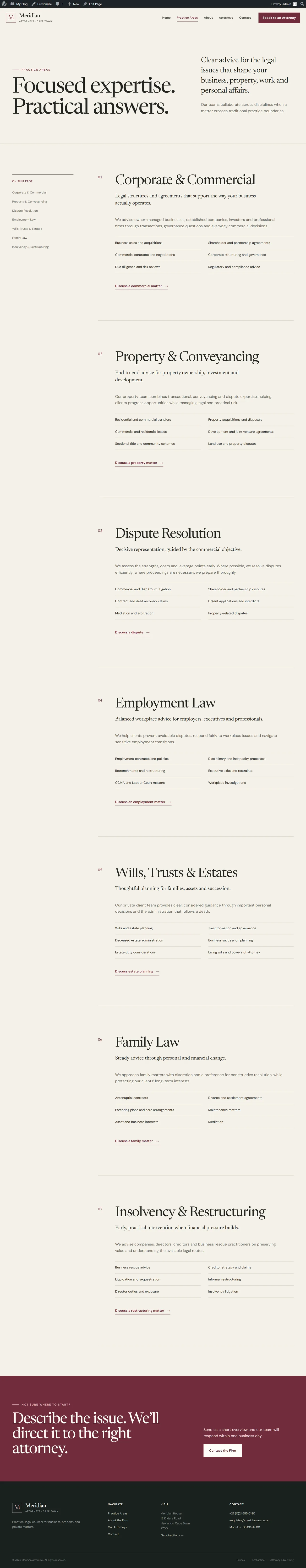 Meridian Law practice areas page concept