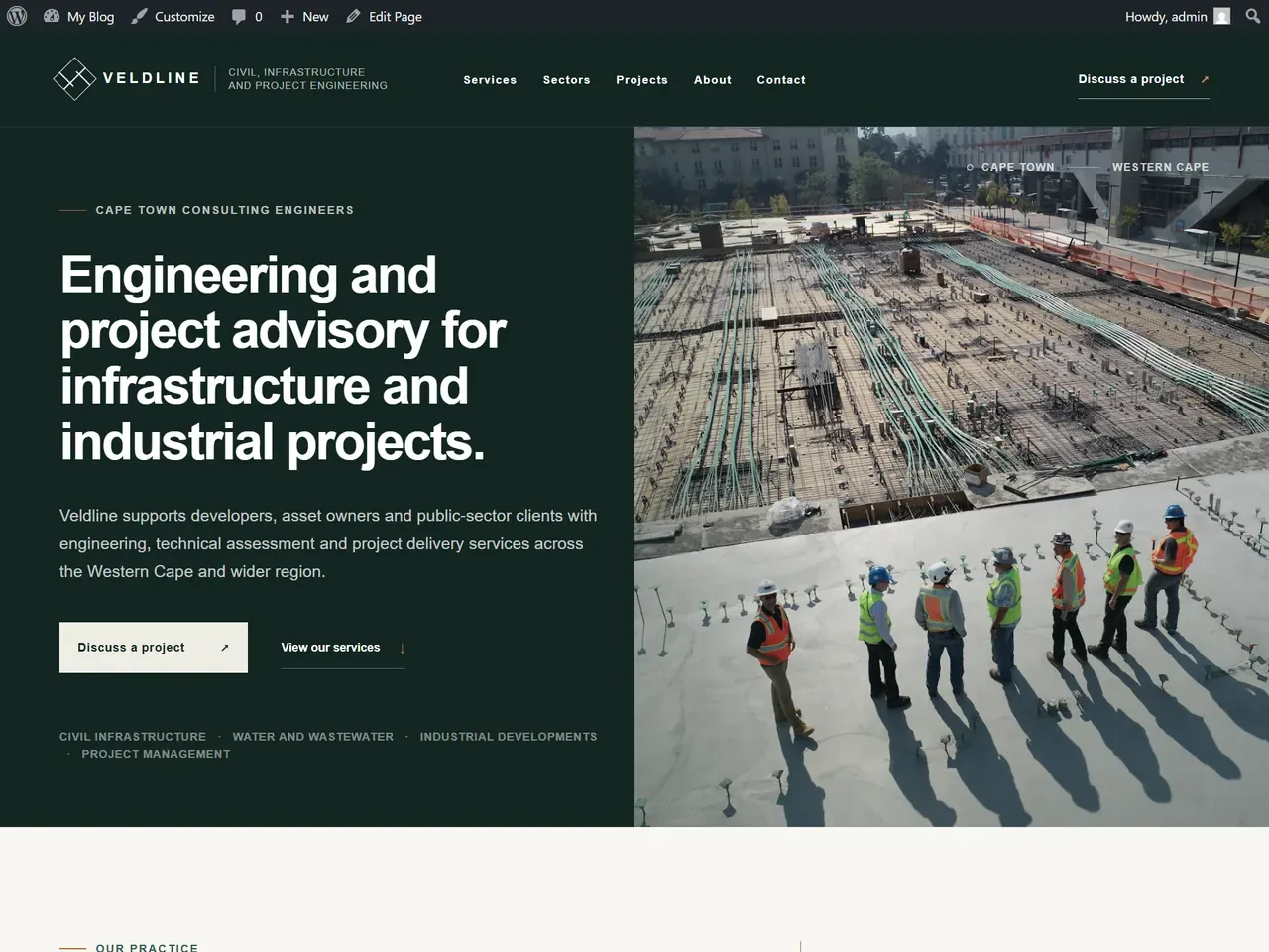 Veldline Engineering concept homepage design