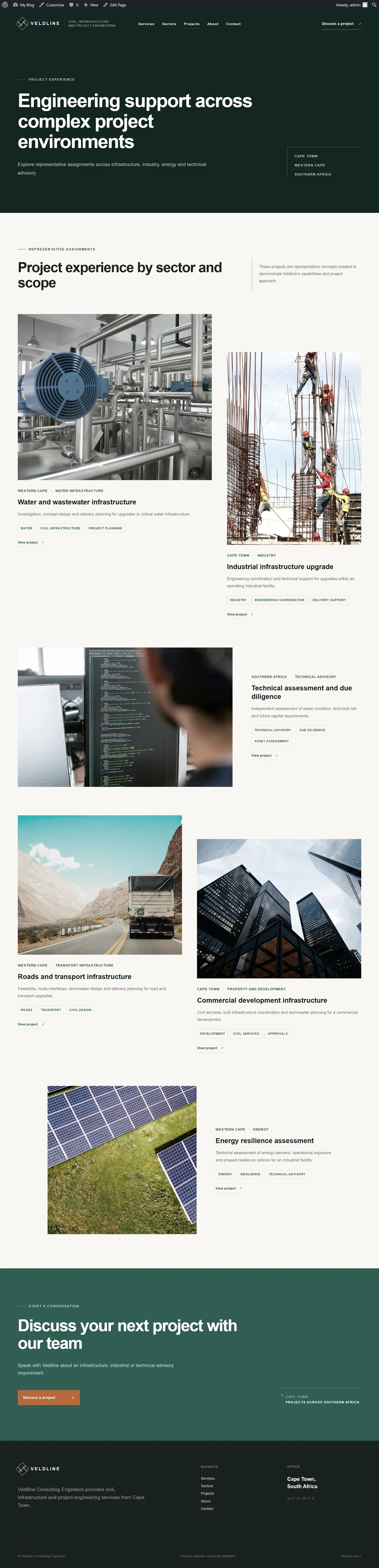 Veldline Engineering projects page concept