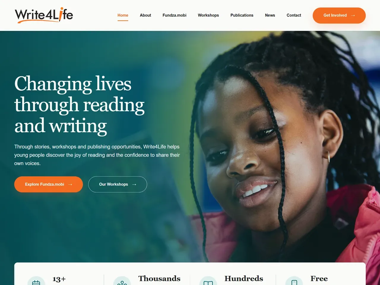 Write 4 Life homepage design